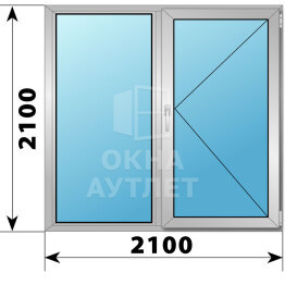 Двухстворчатое деревянно-алюминиевое окно 2100×2100 Г-П ОА-48237