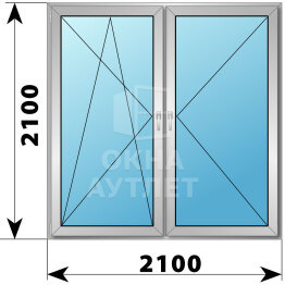 Двухстворчатое деревянно-алюминиевое окно 2100×2100 ПО-П ОА-48522