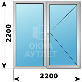 Двухстворчатое деревянно-алюминиевое окно 2200×2200 Г-П ОА-48426