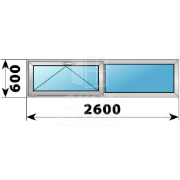 Двухстворчатое деревянно-алюминиевое окно 2600×600 О-Г ОА-49985