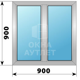 Двухстворчатое деревянно-алюминиевое окно 900×900 Г-Г ОА-44634