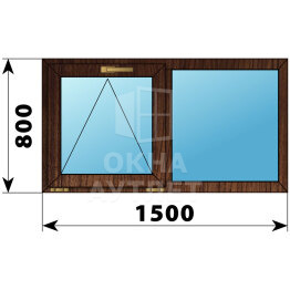 Двухстворчатое окно из дуба 1500×800 О-Г ОА-49952