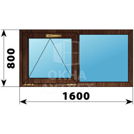 Двухстворчатое окно из дуба 1600×800 О-Г ОА-50018
