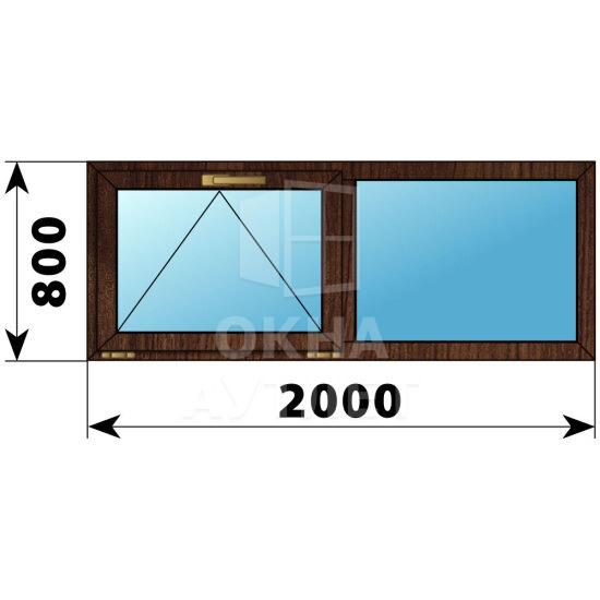 Двухстворчатое окно из дуба 2000×800 О-Г ОА-46626