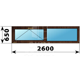 Двухстворчатое окно из дуба 2600×650 О-Г ОА-46764