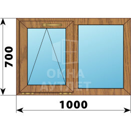Двухстворчатое окно из лиственницы 1000×700 О-Г ОА-44628