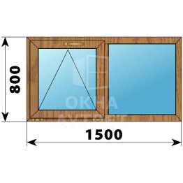 Двухстворчатое окно из лиственницы 1500×800 О-Г ОА-45423