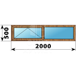 Двухстворчатое окно из лиственницы 2000×500 О-Г ОА-45381