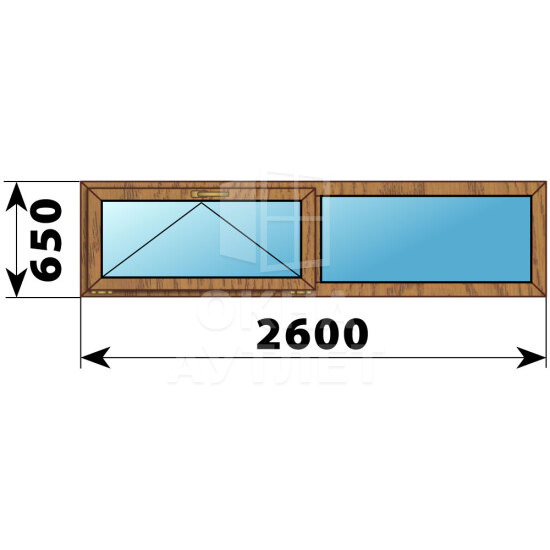 Двухстворчатое окно из лиственницы 2600×650 О-Г ОА-49757