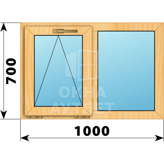 Двухстворчатое окно из сосны 1000×700 О-Г ОА-41494