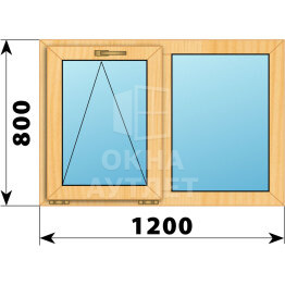 Двухстворчатое окно из сосны 1200×800 О-Г ОА-43192