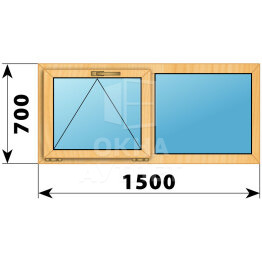 Двухстворчатое окно из сосны 1500×700 О-Г ОА-43198
