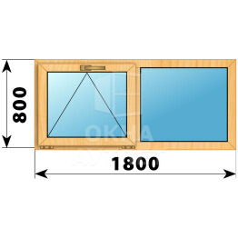 Двухстворчатое окно из сосны 1800×800 О-Г ОА-41887