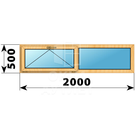 Двухстворчатое окно из сосны 2000×500 О-Г ОА-41827