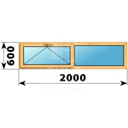 Двухстворчатое окно из сосны 2000×600 О-Г ОА-41860