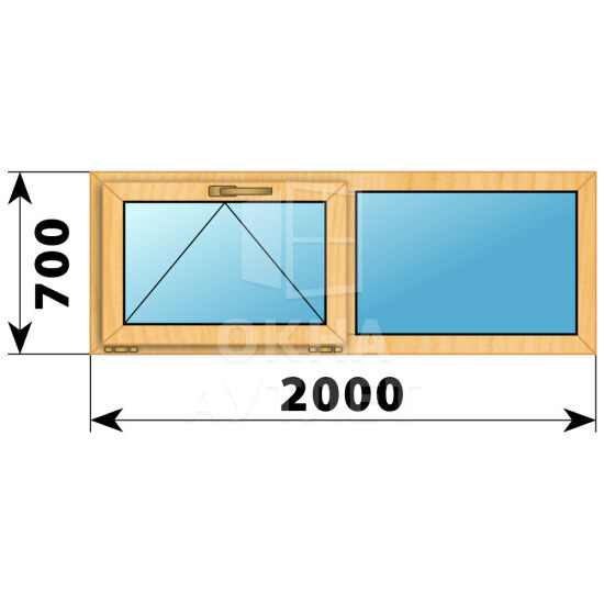 Двухстворчатое окно из сосны 2000×700 О-Г ОА-41935