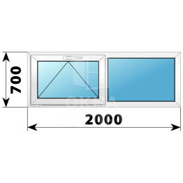 Двухстворчатое пластиковое окно 2000×700 О-Г ОА-38096
