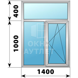 Двухстворчатое алюминиевое окно с глухой фрамугой 1000×1400 Г-ПО ОА-54301