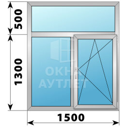 Двухстворчатое алюминиевое окно с глухой фрамугой 1500×1800 Г-ПО ОА-54949