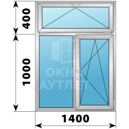 Двухстворчатое алюминиевое окно с откидной фрамугой 1000×1400 Г-ПО ОА-54799