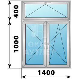 Двухстворчатое деревянно-алюминиевое окно с откидной фрамугой 1000×1400 П-ПО ОА-46590