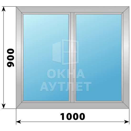 Двухстворчатое глухое алюминиевое окно Г-Г 1000×900 ОА-33867