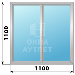 Двухстворчатое глухое алюминиевое окно Г-Г 1100×1100 ОА-33894
