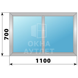 Двухстворчатое глухое алюминиевое окно Г-Г 1100×700 ОА-33852
