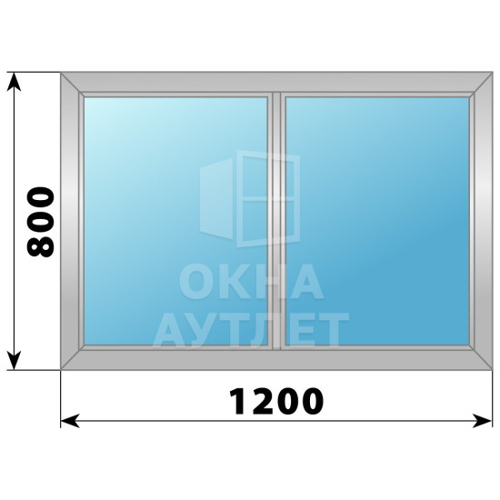 Двухстворчатое глухое алюминиевое окно Г-Г 1200×800 ОА-33876