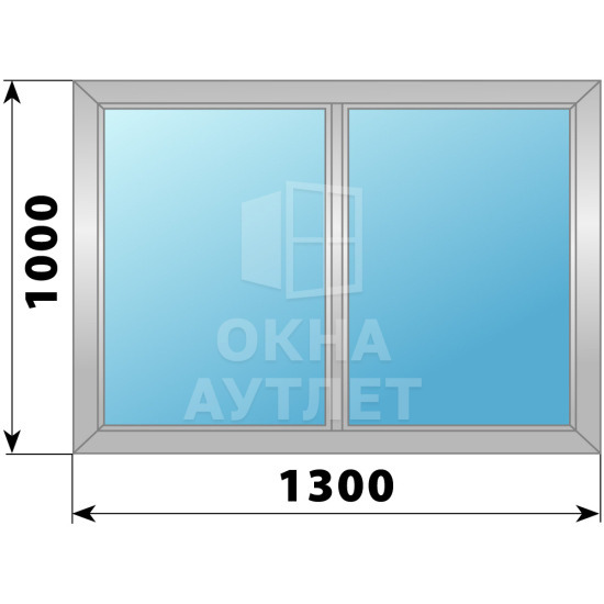 Двухстворчатое глухое алюминиевое окно Г-Г 1300×1000 ОА-33906