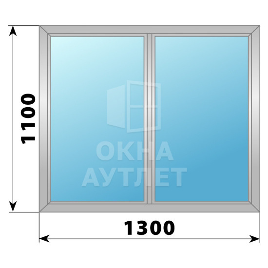 Двухстворчатое глухое алюминиевое окно Г-Г 1300×1100 ОА-33930