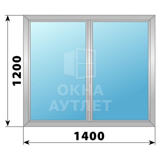 Двухстворчатое глухое алюминиевое окно Г-Г 1400×1200 ОА-33966
