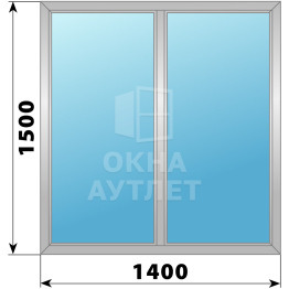 Двухстворчатое глухое алюминиевое окно Г-Г 1400×1500 ОА-34035