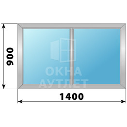 Двухстворчатое глухое алюминиевое окно Г-Г 1400×900 ОА-33900