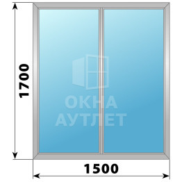 Двухстворчатое глухое алюминиевое окно Г-Г 1500×1700 ОА-34098