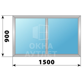 Двухстворчатое глухое алюминиевое окно Г-Г 1500×900 ОА-33909