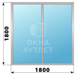 Двухстворчатое глухое алюминиевое окно Г-Г 1800×1800 ОА-34211