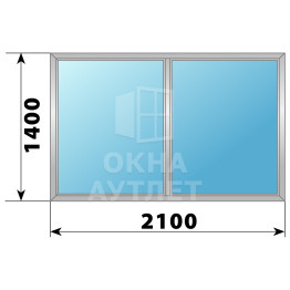 Двухстворчатое глухое алюминиевое окно Г-Г 2100×1400 ОА-34160