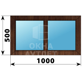 Двухстворчатое глухое деревянное окно из дуба Г-Г 1000×500 ОА-34775