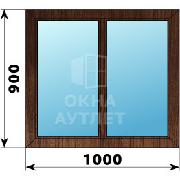 Двухстворчатое глухое деревянное окно из дуба Г-Г 1000×900 ОА-35360