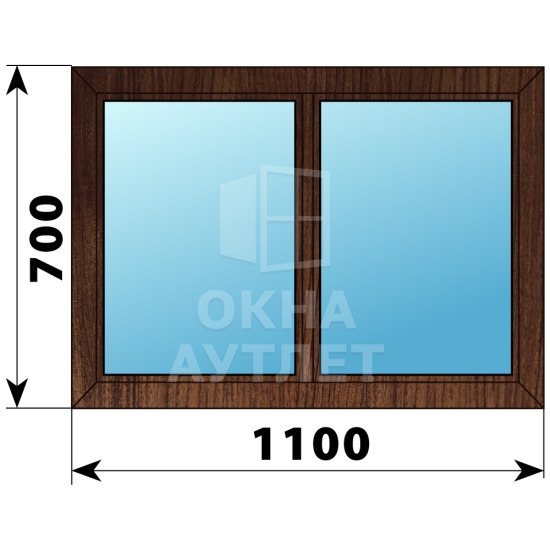 Двухстворчатое глухое деревянное окно из дуба Г-Г 1100×700 ОА-35144