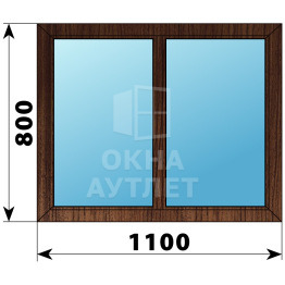 Двухстворчатое глухое деревянное окно из дуба Г-Г 1100×800 ОА-35330