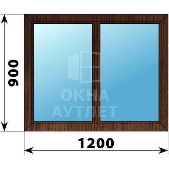 Двухстворчатое глухое деревянное окно из дуба Г-Г 1200×900 ОА-35660