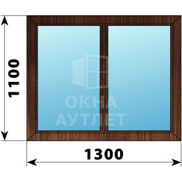 Двухстворчатое глухое деревянное окно из дуба Г-Г 1300×1100 ОА-36218