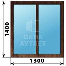 Двухстворчатое глухое деревянное окно из дуба Г-Г 1300×1400 ОА-36722