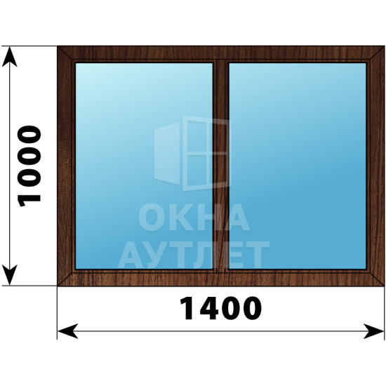 Двухстворчатое глухое деревянное окно из дуба Г-Г 1400×1000 ОА-36155