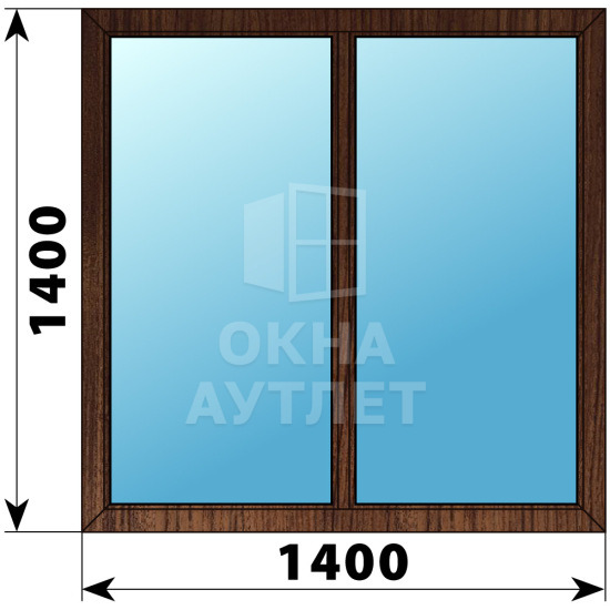 Двухстворчатое глухое деревянное окно из дуба Г-Г 1400×1400 ОА-36875