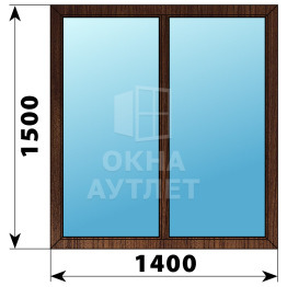 Двухстворчатое глухое деревянное окно из дуба Г-Г 1400×1500 ОА-37016