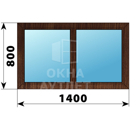 Двухстворчатое глухое деревянное окно из дуба Г-Г 1400×800 ОА-35723