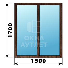 Двухстворчатое глухое деревянное окно из дуба Г-Г 1500×1700 ОА-37343